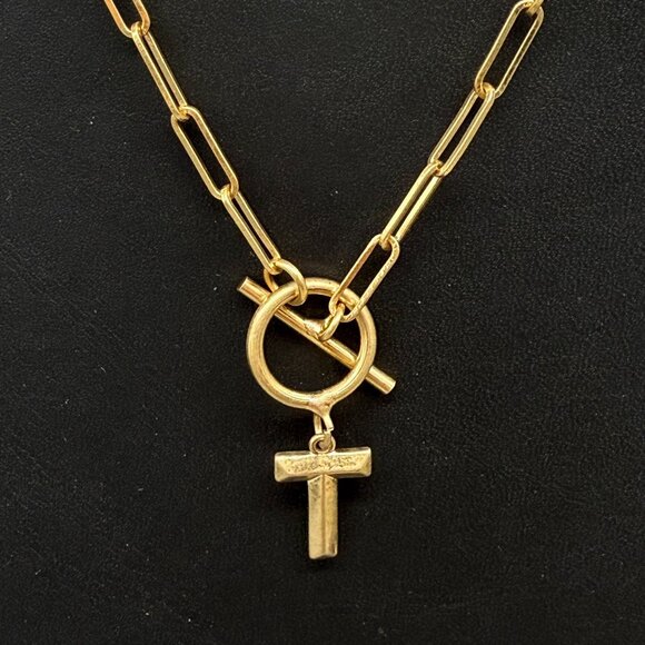 Plunder Toggle Loop Closure and Monogram Letter T Pendant Chain Necklace - Picture 2 of 4